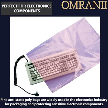 Pink Anti-Static Flat Bags, 6Mil 15 X 18 & 25 Bags | LDPE Material, Heat Sealable Bag for Packaging Products | Ideal for Bakery, Deli, Snacks, and Commercial Use, Plastic Bag for Small Businesses