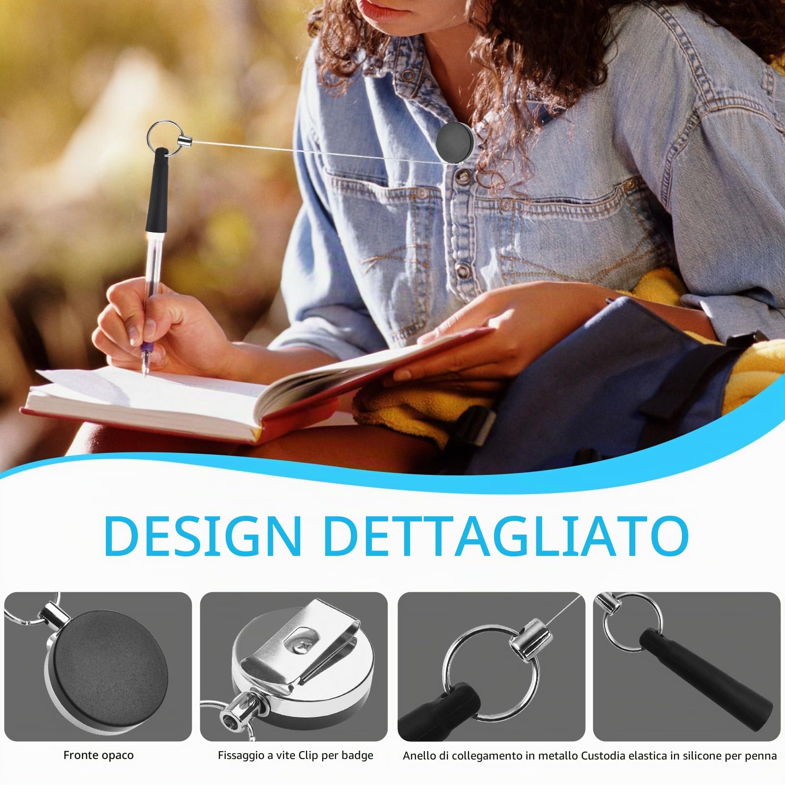 Befun 8 Pezzi Portapenne Retrattile Da Tirare, Portachiavi Retrattile In Silicone Per Pennarelli, Penne Da Carpentiere, Falegnami, Camerieri, Artigiani