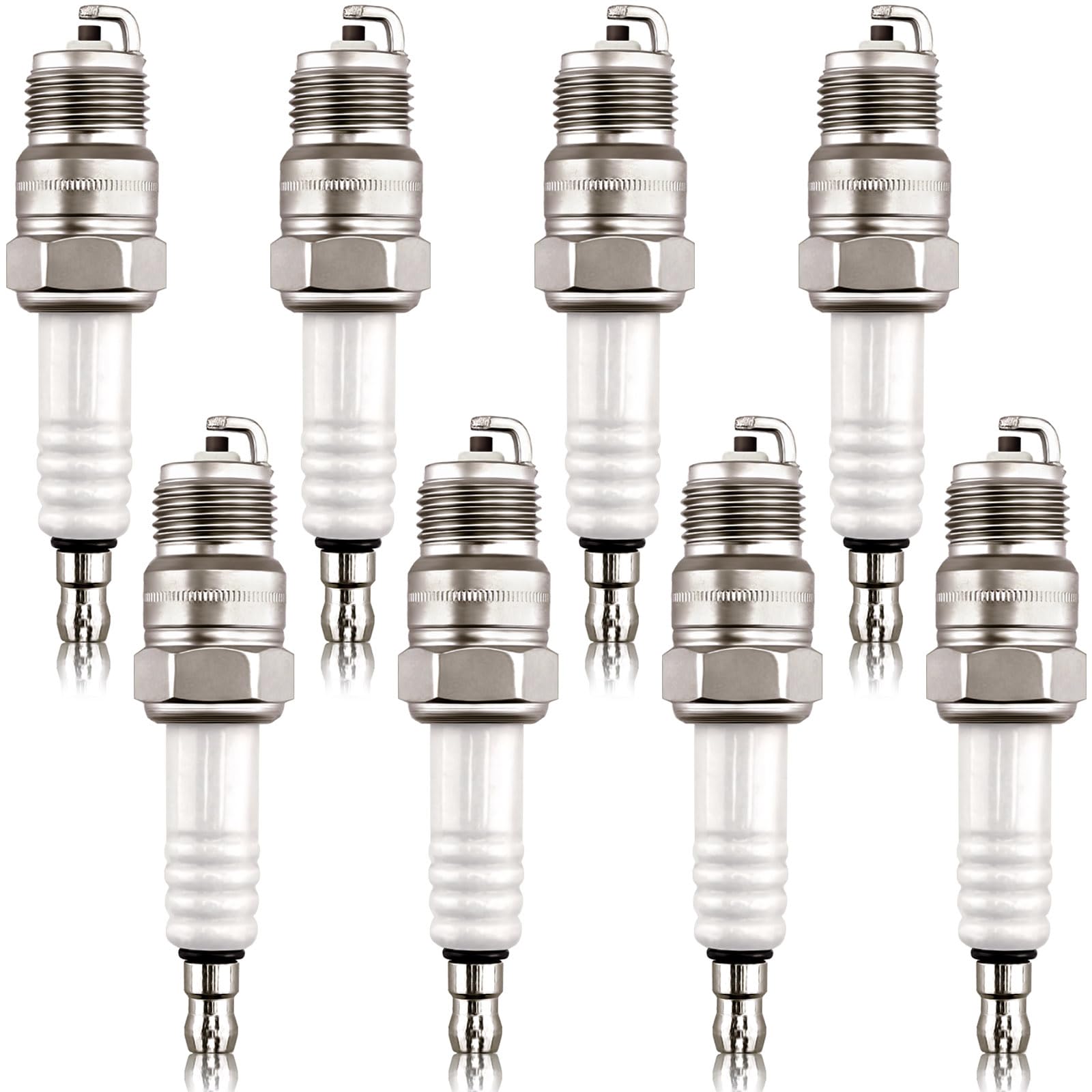Pack of 8, CR43TS (5614029) Spark Plugs Compatible with Ford F100 F150 F350, for Mustang Bronco, for GMC Yukon Safari, for Chevy Tahoe, for Blazer C/K1500 2500 3500 4.3L 5L 5.7L 5.8L 7.4L