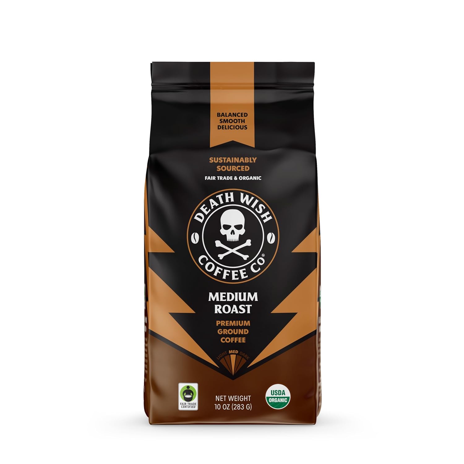 Death Wish Coffee Coffee Med Roast Ground 10 OZ (Pack of 2)
