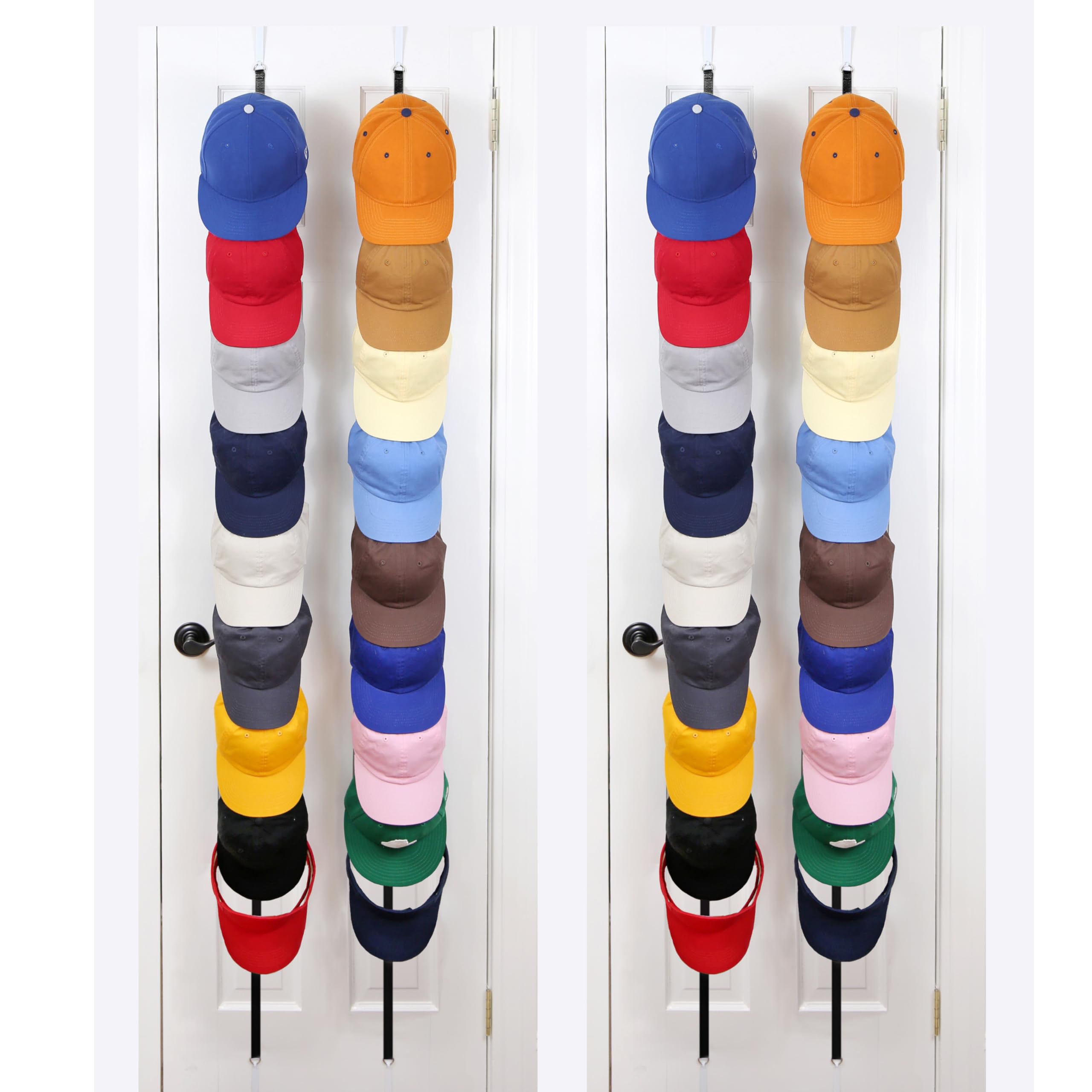 Perfect Curve CapRack Hat Organizer 2-Pack, over-the-door, black, holds caps | Mubboo
