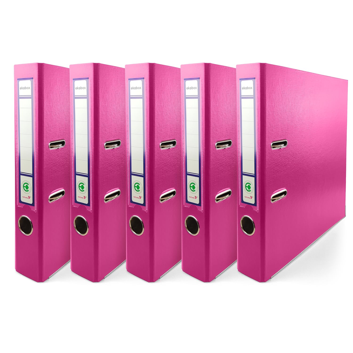 Netuno 5X Binder Pink A4 Spine 5cm 1.97in Cardboard Ring File Organizer for Office School Desk Shelf Documents Storage โ image 1