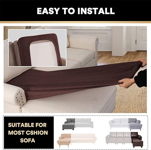 Vista 380 de PrinceDeco Fundas para sofá modular, 4 piezas, fundas de sofá para sofá seccional, fundas de terciopelo separadas para sofá seccional, en forma de L