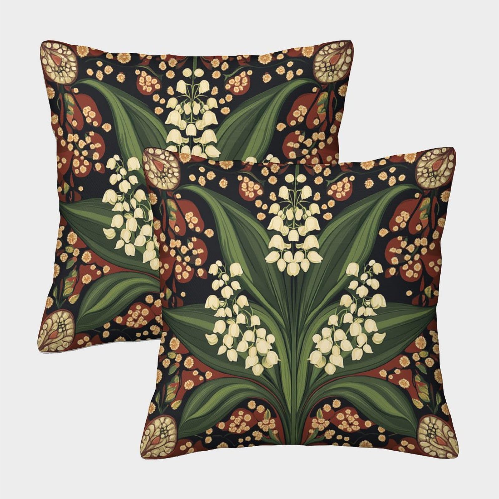kaiyun 2 Pack 40x40cm Pillow Cases,n Style,Lily of The Valley Decorative 3D Printed Cushion Cover,sofa Bed Decorative Cushions