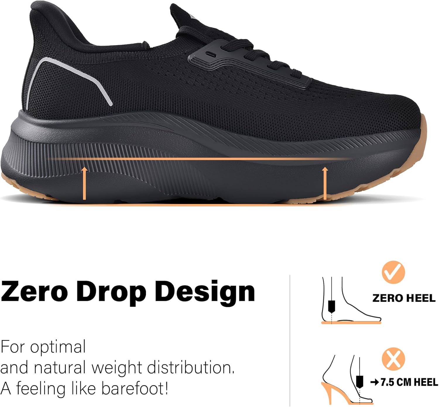 JACKSHIBO Women's Slip in Hands up Free Wide Toe Box Running Shoes Arch Support Cushion Walking Tennis Sneakers with Memory Foam Zero Drop Sole