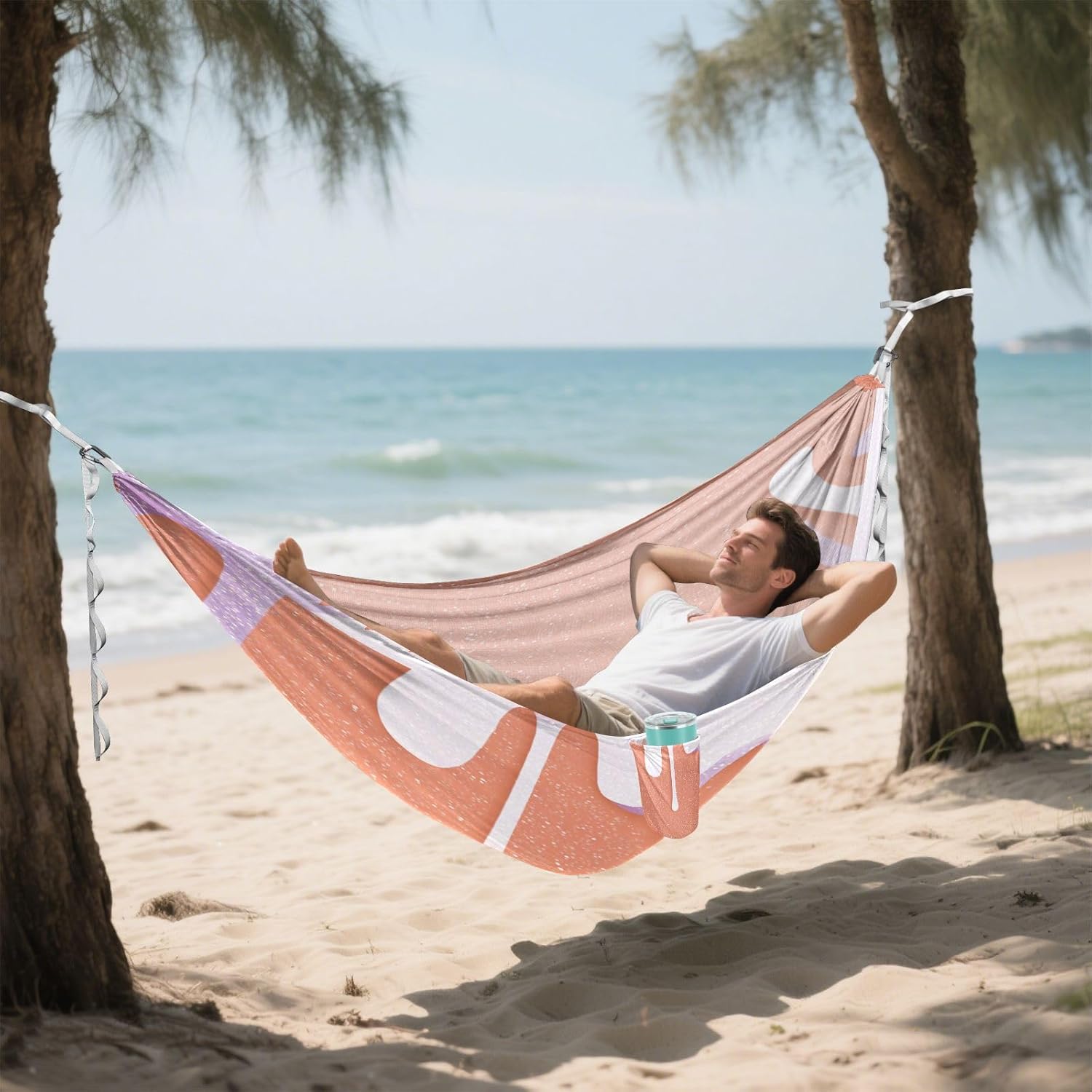 Orange Glitter Drip Camping Hammocks Foldable Swing Hammock for Camping Travel Accessories