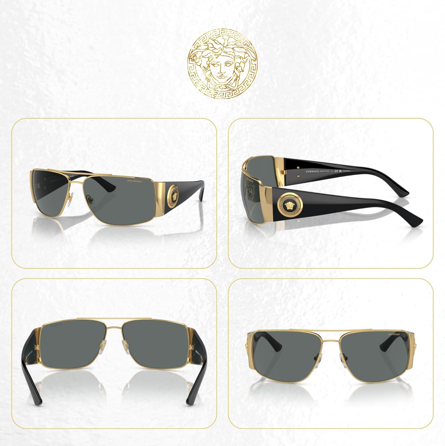 Versace VE2163 Rectangular Sunglasses For Men For Women +BUNDLE with ACCESSORY EYEWEAR KIT