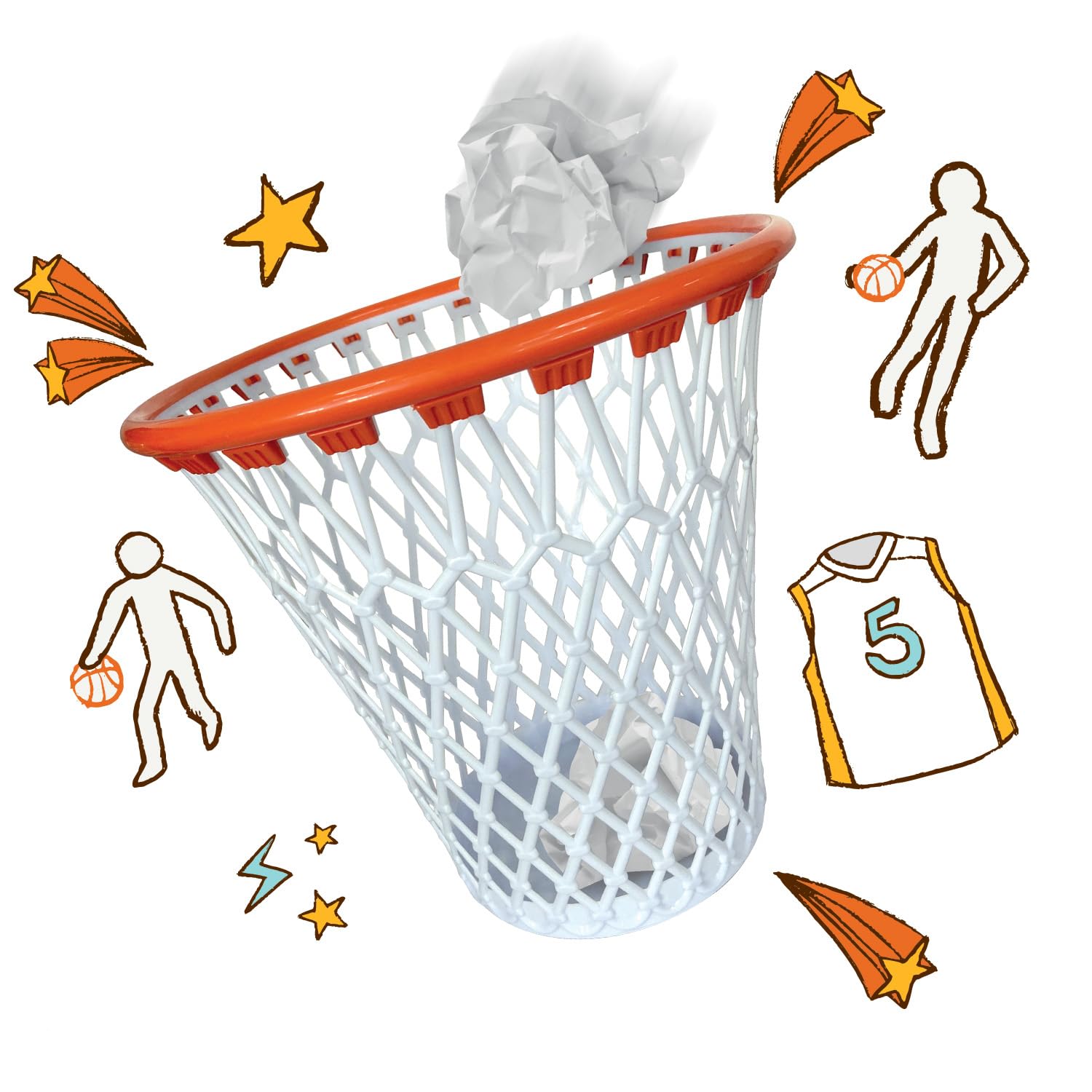 Mad Monkey Canasta de baloncesto, papelera de baloncesto, decoración de baloncesto para habitaciones, regalos para niños