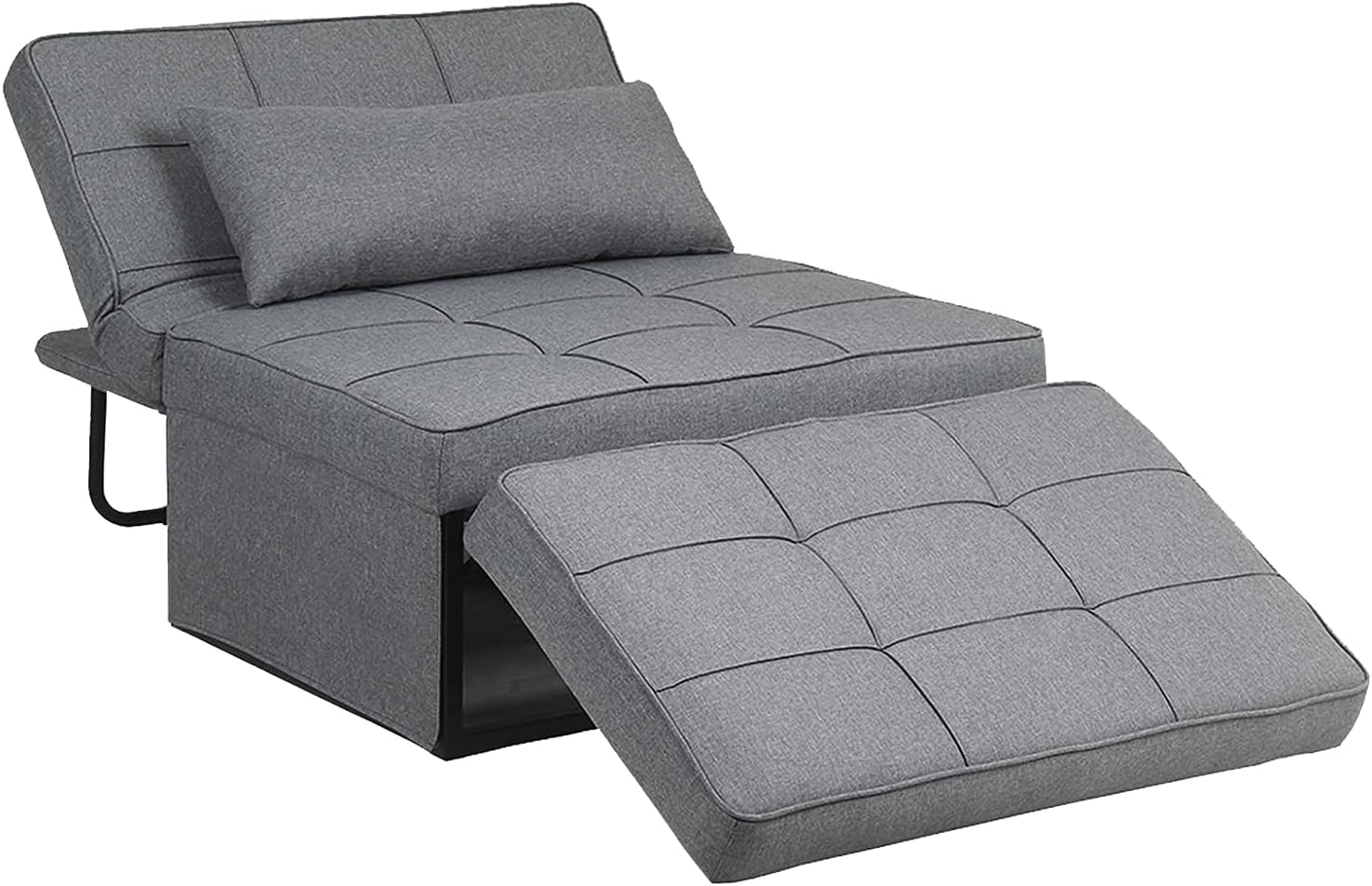 Saemoza Sofa Bed, 4 in 1 Multi Function Folding Ottoman Sleeper Bed, Modern Convertible Chair Adjustable Backrest Sleeper Couch Bed for Living Room/Small Apartment, Light Gray