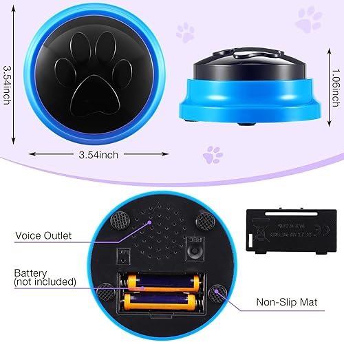 Miniatura 6 de Paquete de 8 botones de grabación de voz para perros y gatos, botones para comunicación y entrenamiento de mascotas, zumbador de grabación de 30