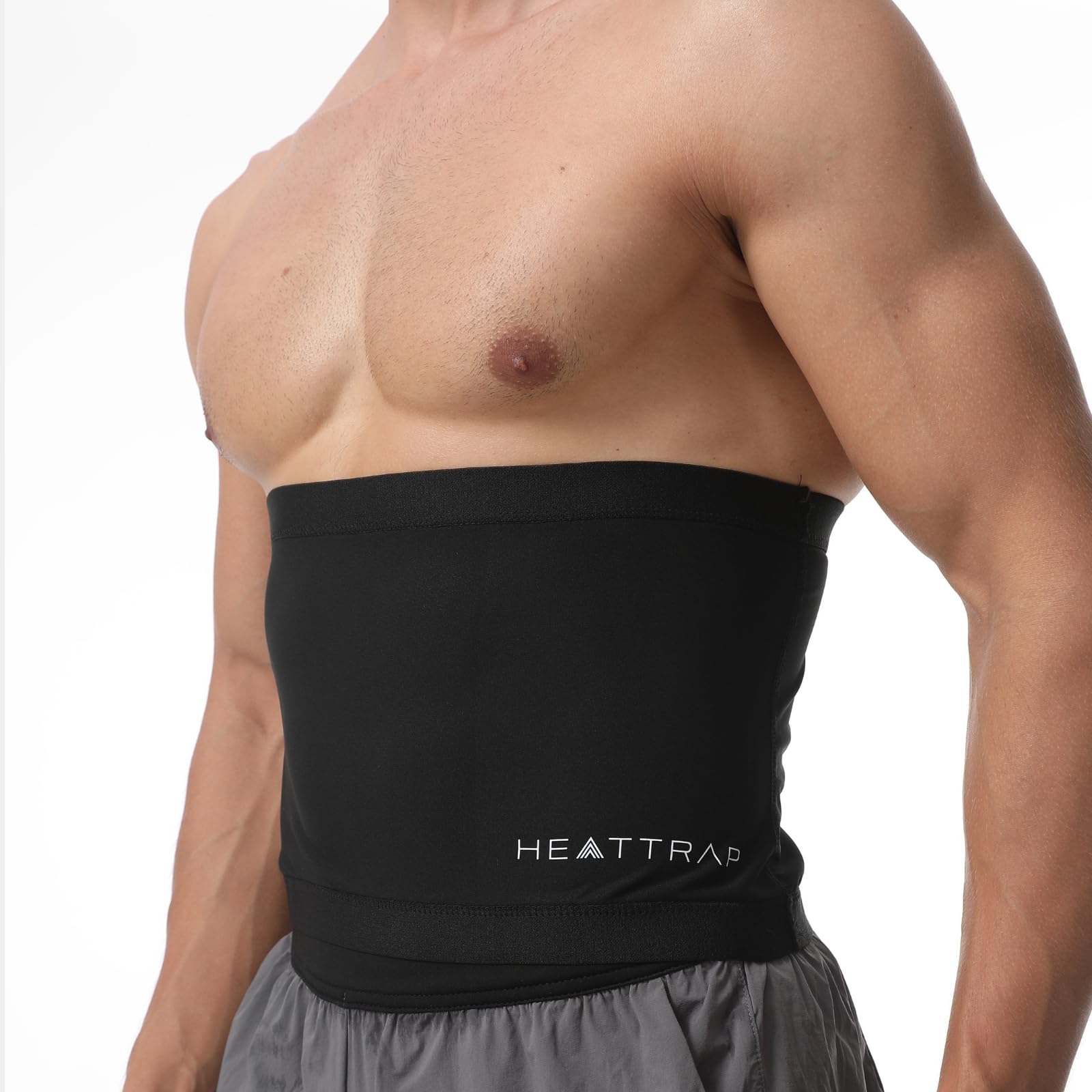 HEATTRAP Fat Burner Belt Black - Heat Trapping Sweat Compression Belt - Heat Trapping Waist Toner Cincher (Medium)