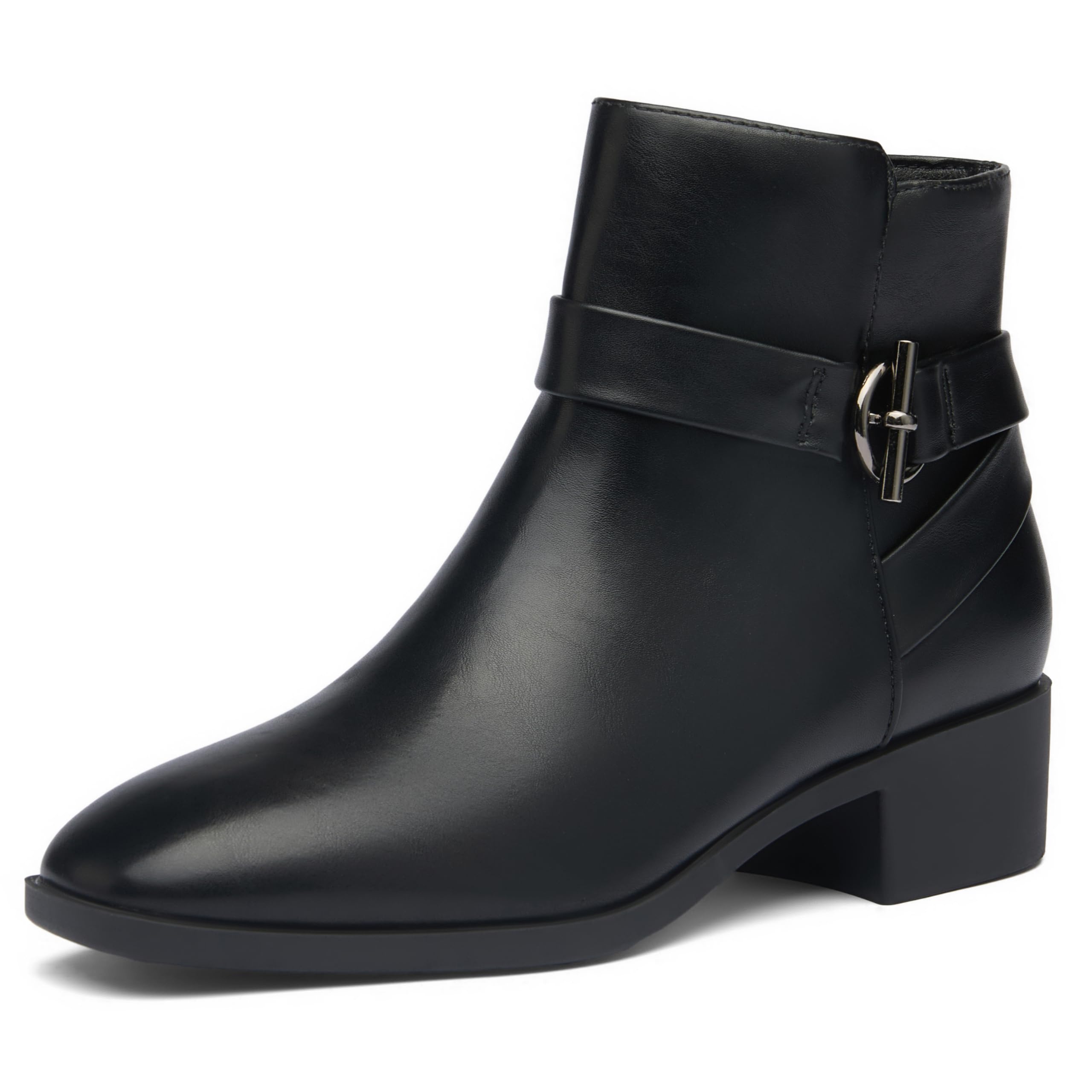 Square Toe Ankle Boots for Women Low Block Heel Fashion Short Chelsea Booties Chunky Heeled Side Zip Comfortable