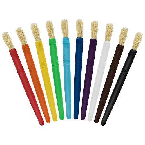 U.S. Art Supply 10-Piece Thick Paint Brush Set - Large Paint Brushes | Bulk Classroom Painting Brushes for Crafts, Tempera, Painting Projects, Posters, Pumpkin & Acrylic Art