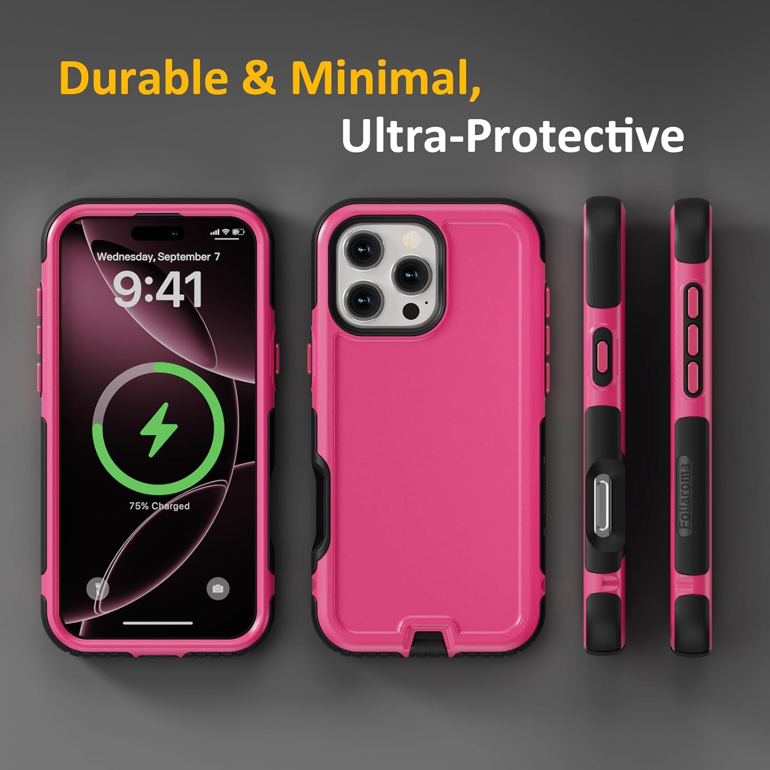 for iPhone 16 Pro Case, Compatible with MagSafe, Heavy Duty Shockproof Protective Phone Case, Anti-Drop Protection, Dual Layer Magnetic Phone Cover for iPhone 16 Pro, 6.3", Hot Pink - Image 7