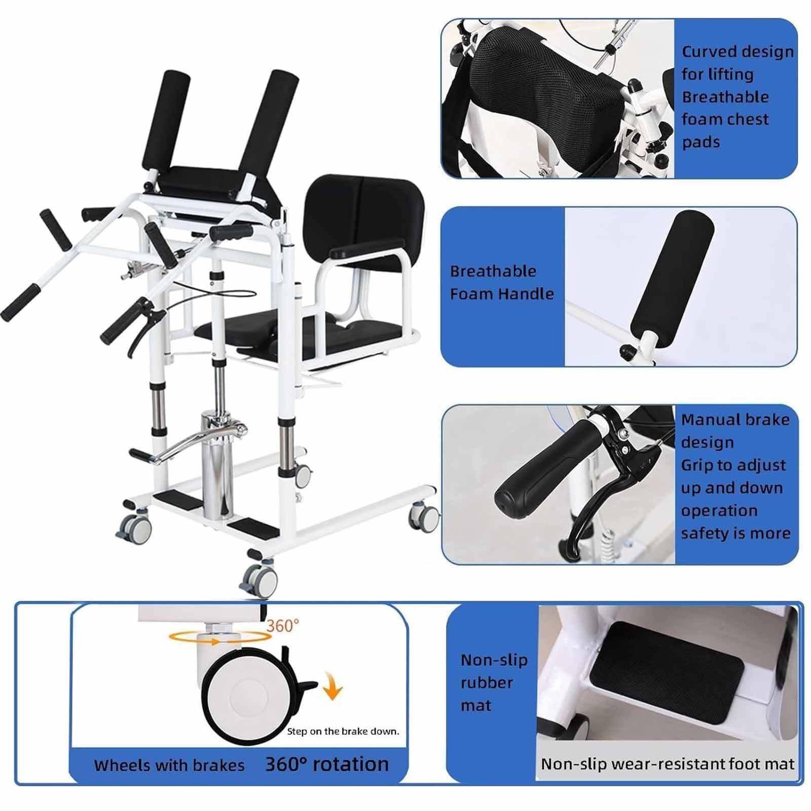 Silla de Transferencia Hidráulica Multifunción con Orinal,Altura Regulable,Soporte 200 kg,para Ancianos,Enfermos o Embarazadas,Facilita el Traslado y Uso del Inodoro de Forma Segura Orange