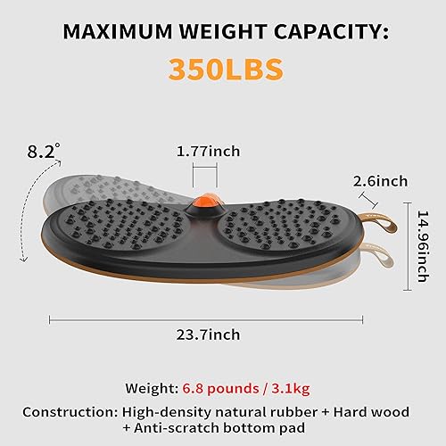 Miniatura 5 de Standing Desk Mat Balance Board with Rollerball, Wooden Wobble Anti Fatigue Mat Ergonomic Design, Office Comfort Floor Mat to Relieve Foot, Knee,