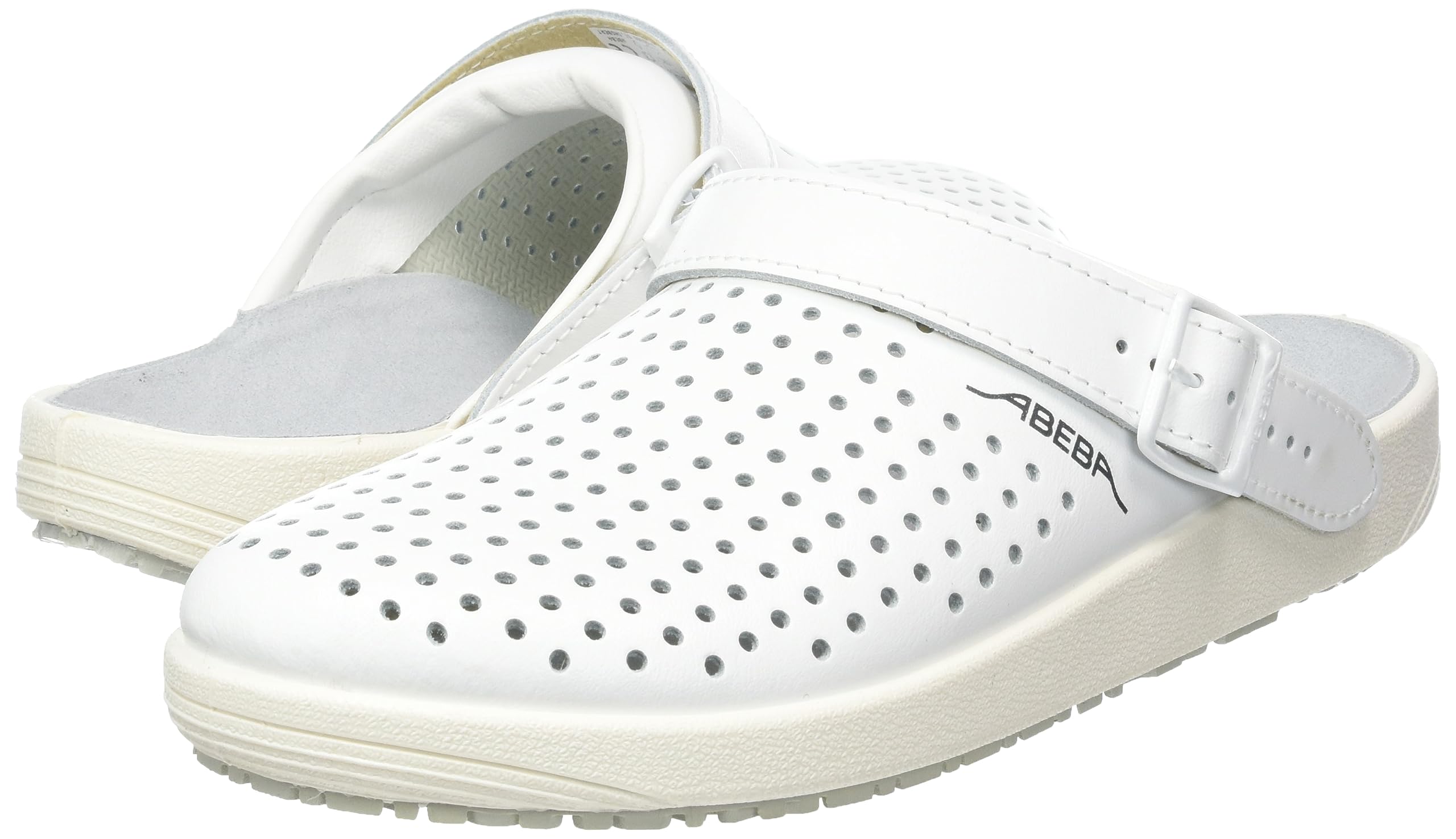 Abeba Clog 9300 - rubber gładka skóra biała, perforowana, certyfikowana, 44