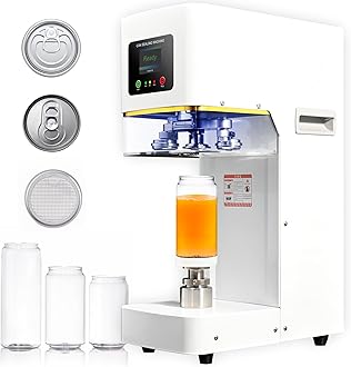 Fully Automatic Can Sealer Machine, 140W Commercial Automatic Cup Sealing Machine, Glass Plastic Tin Can Cup Can Sealer with Counter, Dia. 2.17”, Height 3.62” & 4.53” & 4.8” & 6.61”, 110V