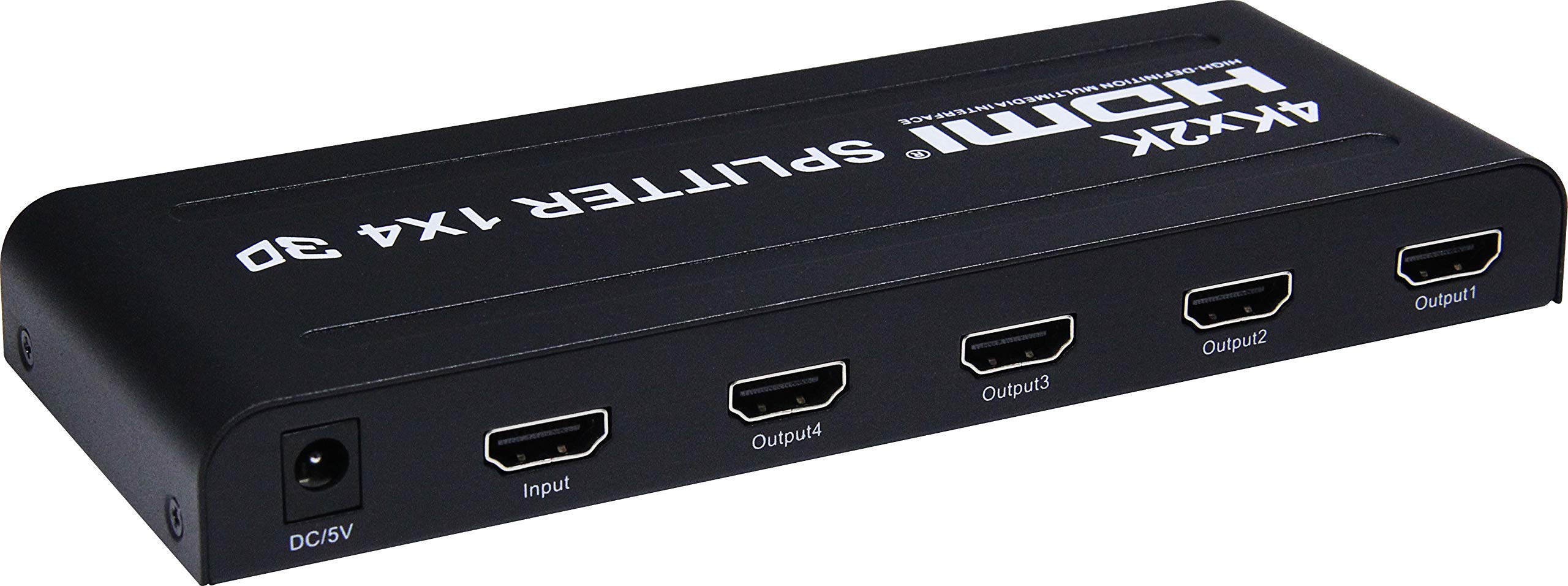 PremiumCord 4K HDMI Splitter 1-4 Port mit Netzteil, Metallgehäuse, Video Auflösung 4Kx2K 2160p UHD, Full HD 1080p, Farbe schwarz