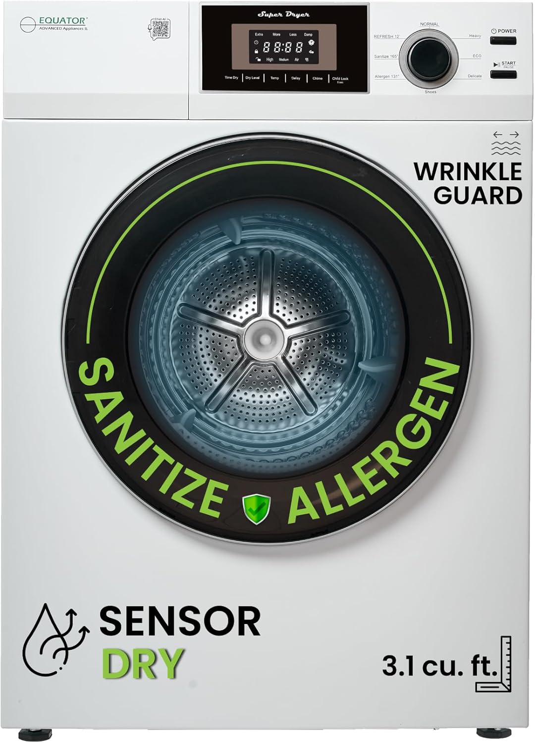 Equator Premium Compact 24" Vented Dryer 3.1 cu.ft SENSOR Shoes 110V/1500W