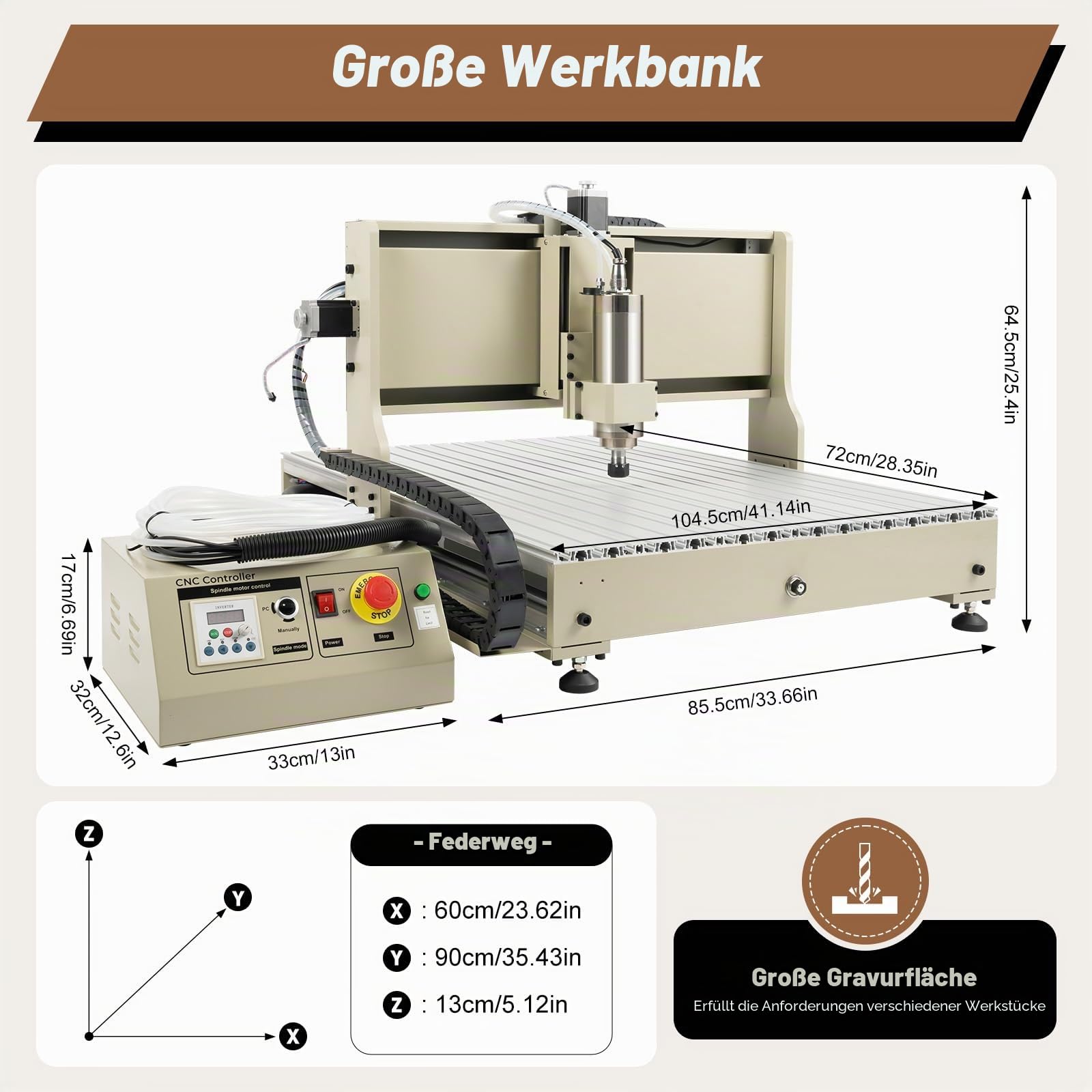 Graviermaschine, 2.2KW 3D Fräser Fräsen Schnitzen Bohren Maschine 4 Achsen CNC 6090 Router Graveur Breite Anwendung in der Industrietechnik, im Werbedesign, in der Kunst