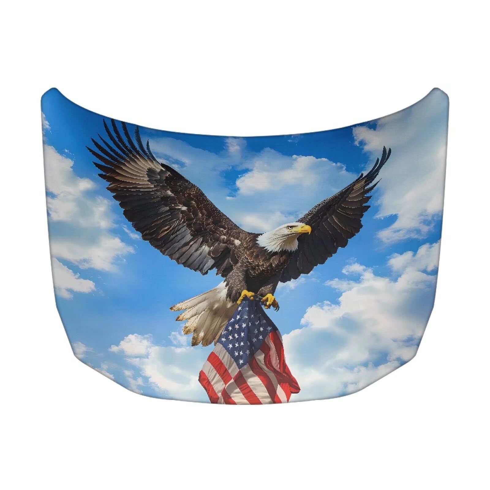 Car Hood Cover Protector Waterproof Stretchable Car Hood Wrap Blanket Auto Patriotic Decorations Automotive Exterior Accessories (American Flag Bald Eagle Design)
