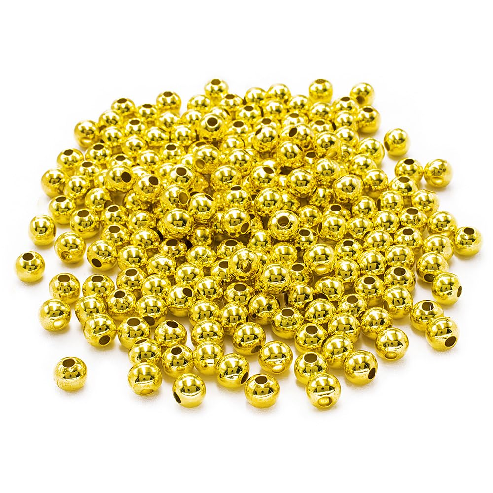 LolliBeads (R) Gold Plated Smooth Round Metal Beads 8 mm 200 Pcs
