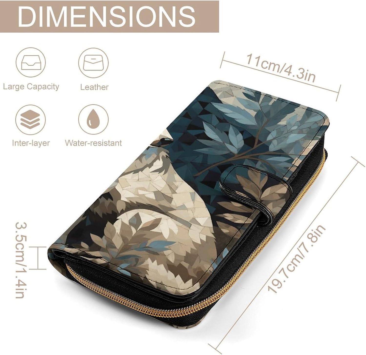 Dog Pattern Wallet,PU Leather Material, Small Wallet,Bifold with Zipper, Travel Wallet,Compact And Portable for Men And Women 7.8 * 4.3 * 1.4 Inches