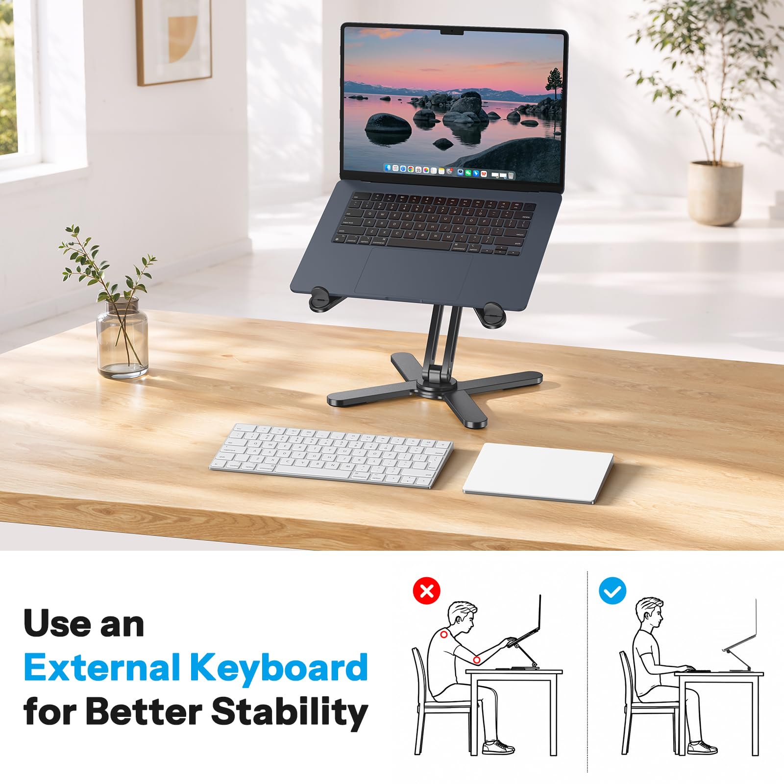 OMOTON Faltbarer Laptop Ständer 360° Drehbar, Aluminium, Schwarz
