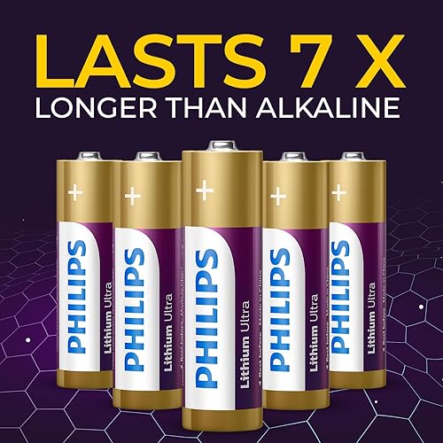 Miniatura 3 de PHILIPS Paquete de 8 baterías AA de litio, batería doble AA de litio de larga duración, pilas AA de alta capacidad de 1.5 V para dispositivos de