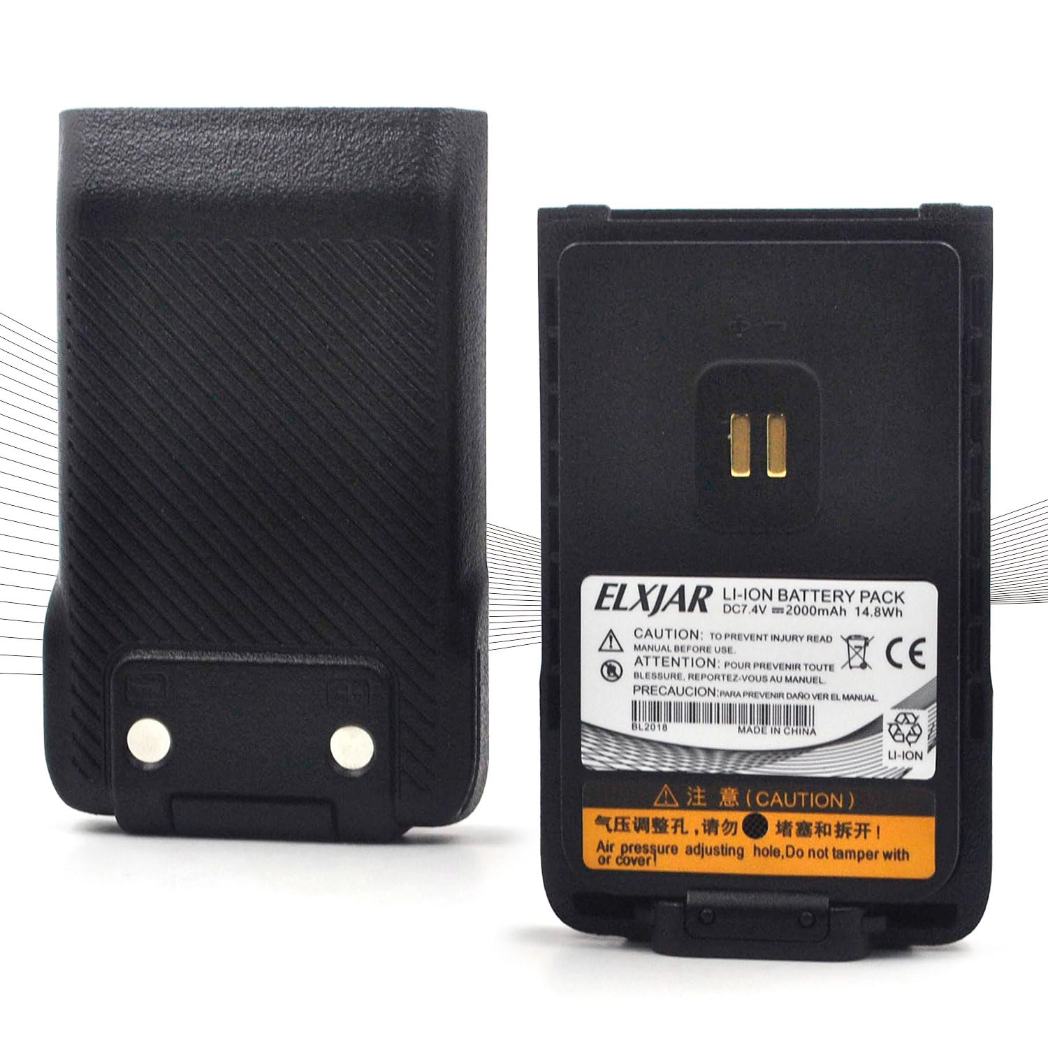 hflexgrad (2-Pack) 7.4V 2000mAh Li-ion Replacement Battery Compatible with Hytera BD500 BD505 BD555 BL1506 BL2018 Two Way Radios