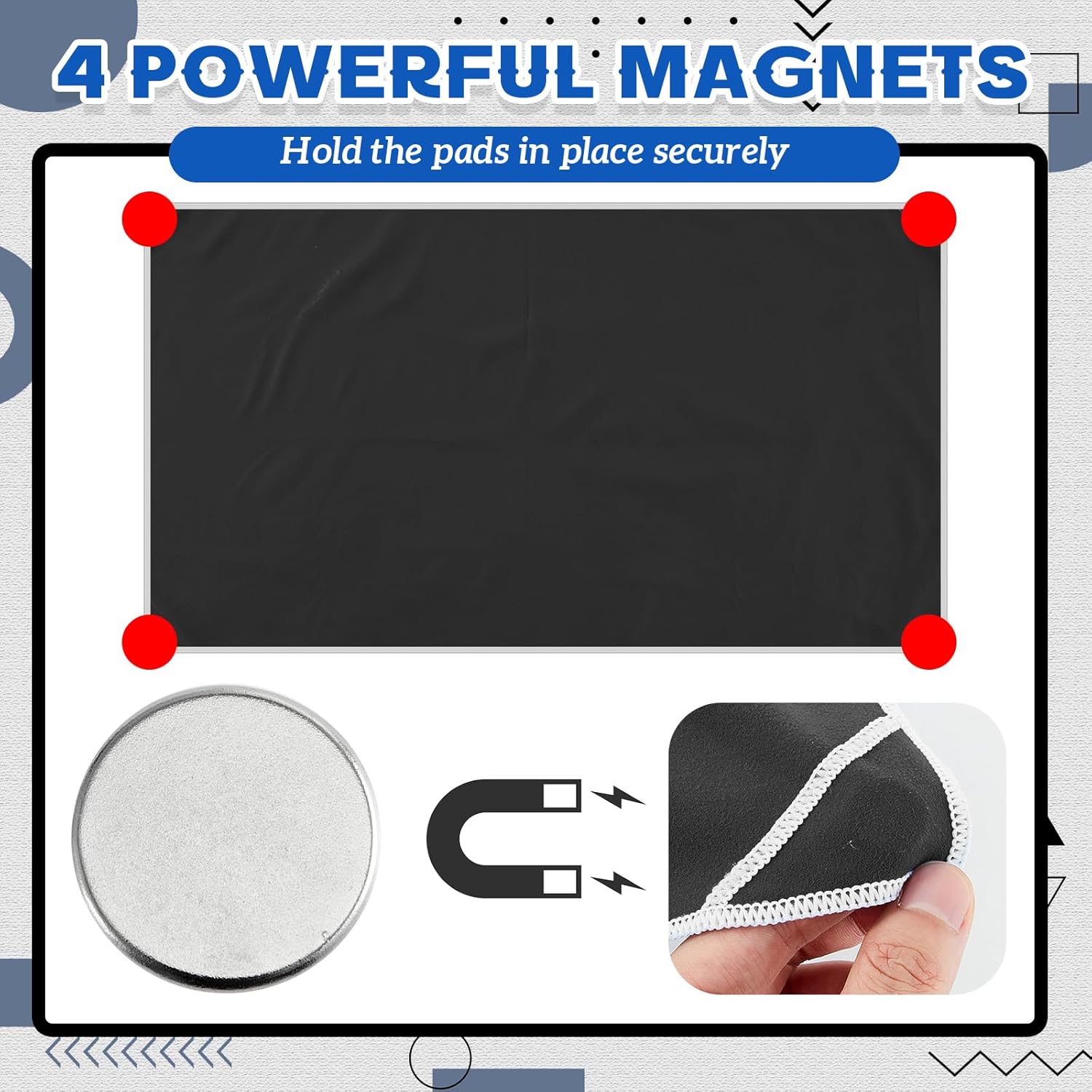 DaisyInner 3 Pcs Magnetic Fender Protectors for Mechanics 42 x 23 Inch Microfiber Fender Cover Mats Protect Car from Scratches and Dust in Repair Universal Fit for Car, Suvs and Truck (Black)
