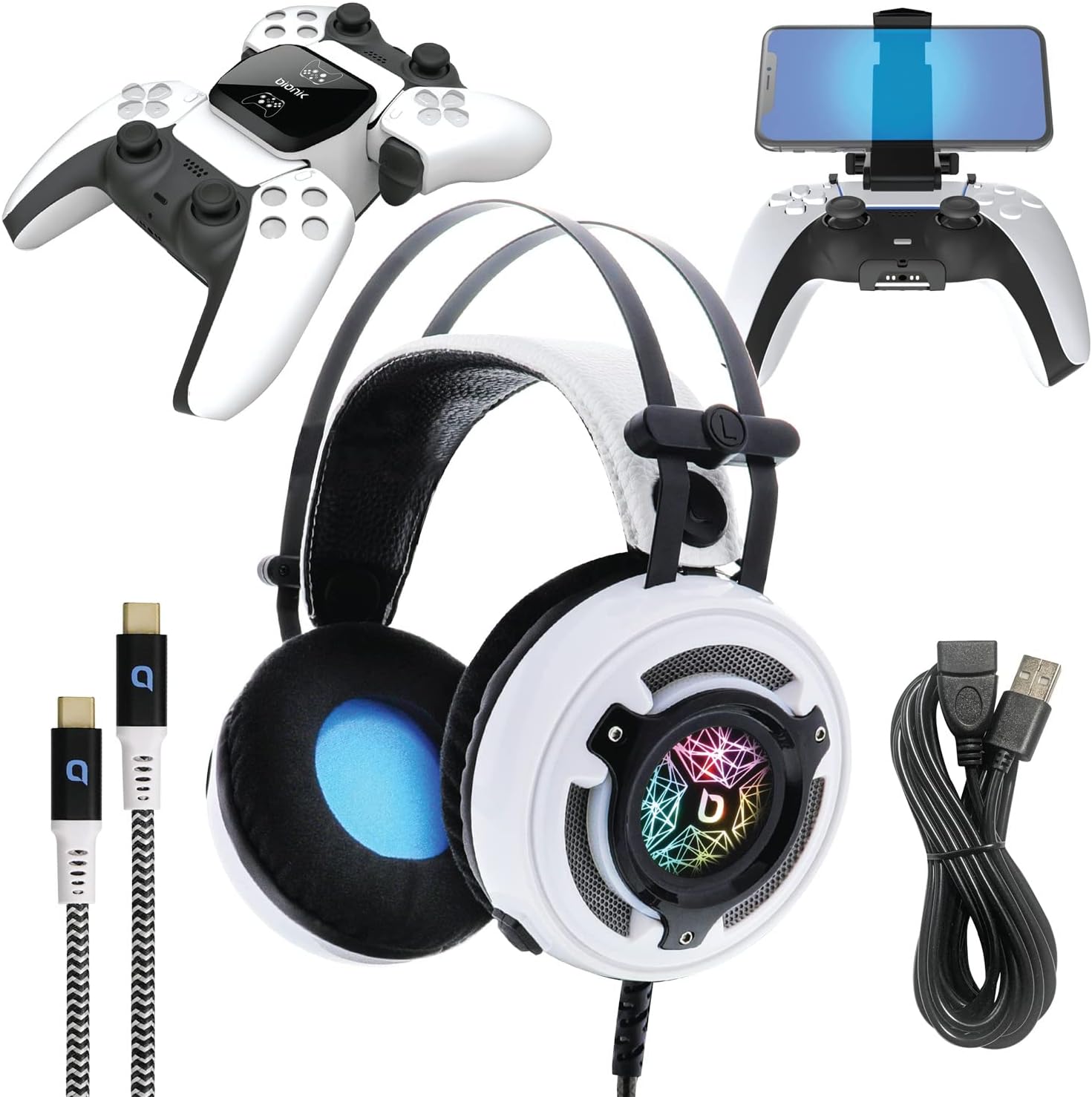 Bionik BNK-9083 PS5 Pro Kit - Essential Accessories - Headset, Charge Base, Cable