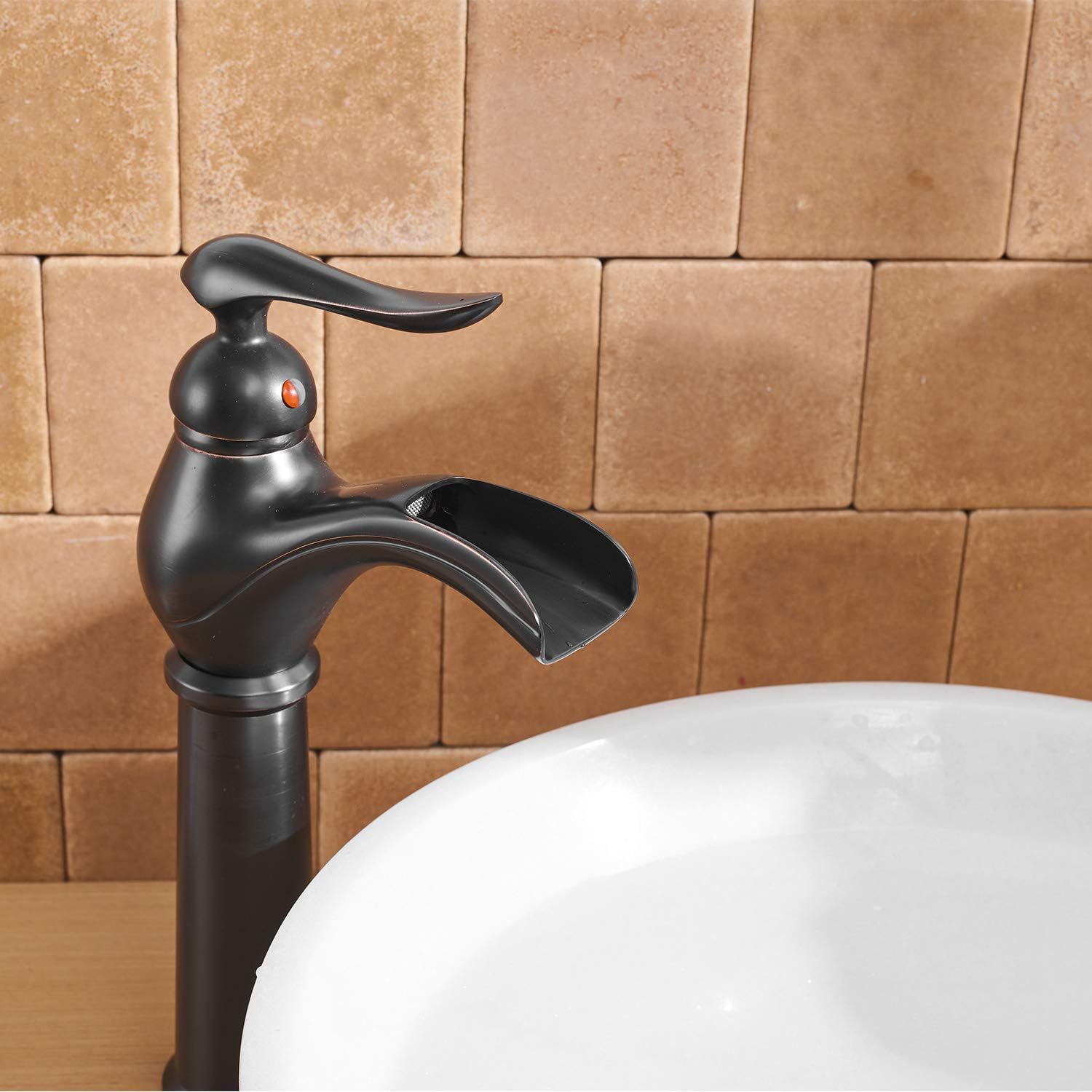 🔥 Flash Sale BWE Vessel Sink Faucet Oil Rubbed Bronze Waterfall Spout Tall Body Single Hole Bathroom Lavatory Vanity Faucets One Handle Commercial