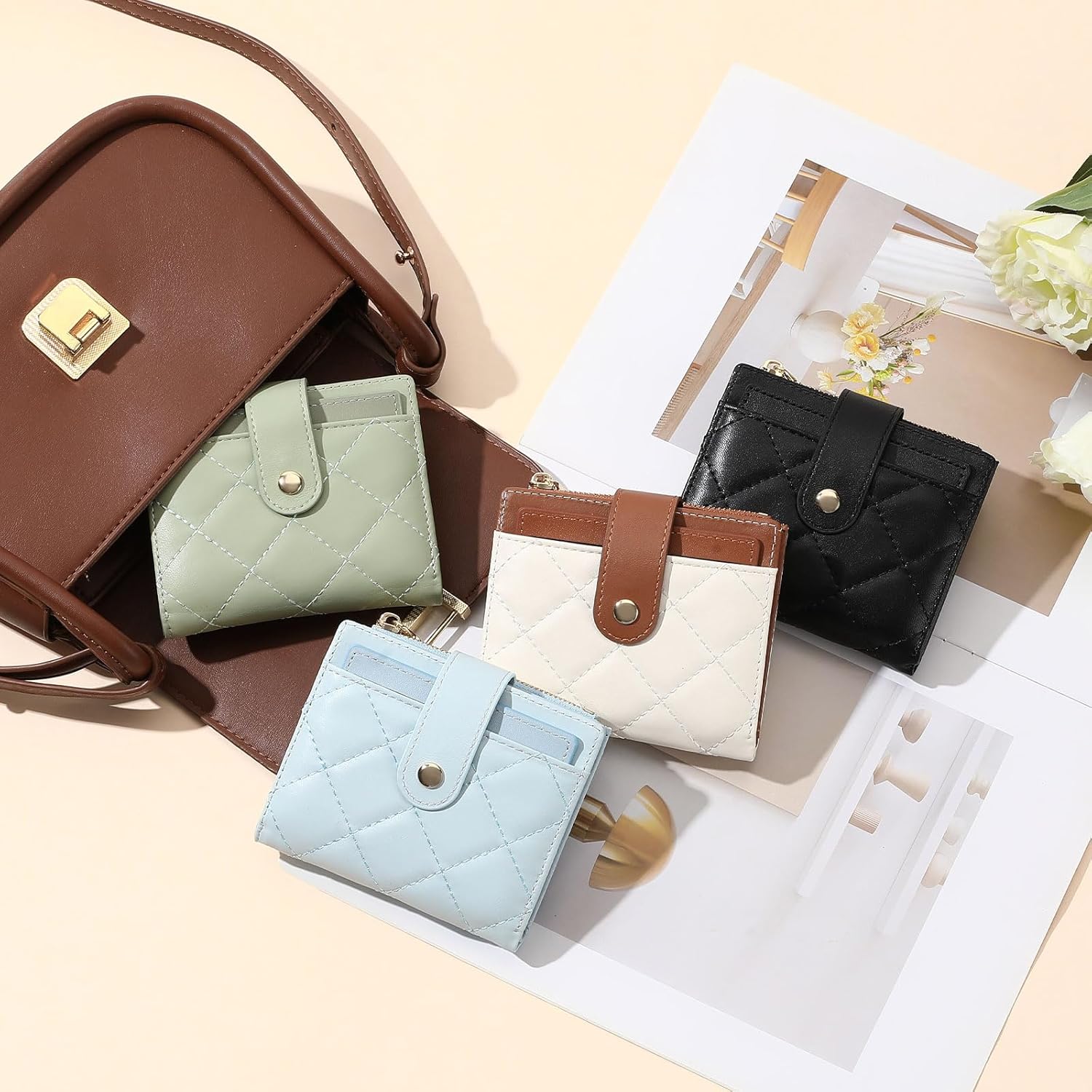 GAEKEAO Small Women Wallet Slim RFID Blocking Leather Bifold Compact Card Holder Wallet for Women with Zipper Change Pocket 3 ID Window - Image 7