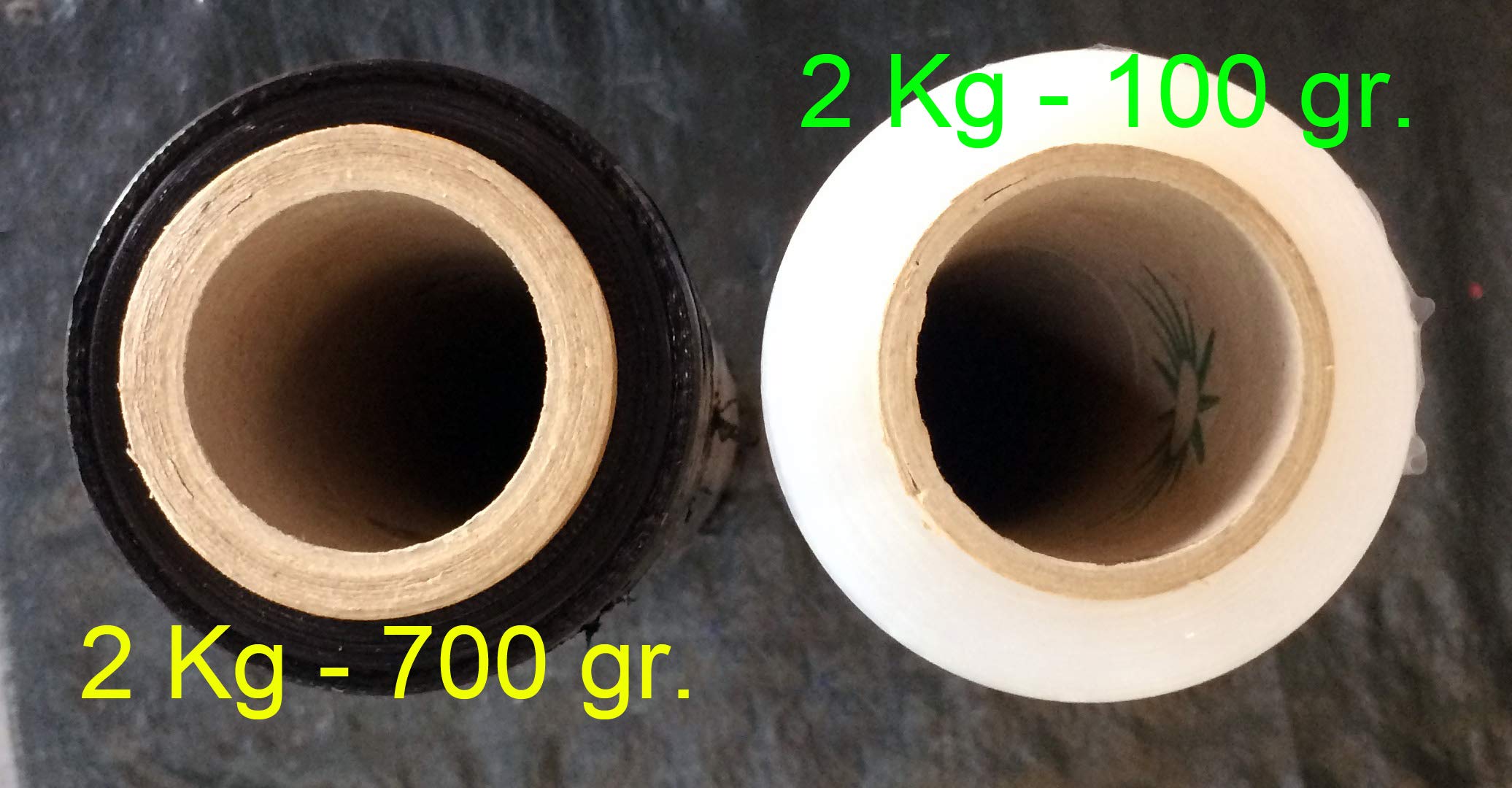 Film estirable manual transparente 2 Kg, 180m REALES, mandril 100 gr. transparente (6)