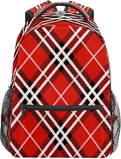 Mochila escolar para meninos e meninas padrão xadrez vermelho estudante bolsa para livros para meninos meninas leve durável médio ensino médio ensino médio bolsa para viagem caminhada acampamento mochila, Multicolorido, One Size, Clássico