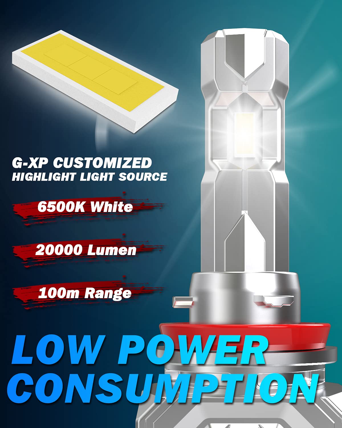 OUSHI H11 H8 Żarówka LED, H11 LED110 W 20000 lm, super jasne reflektory H11 H8 H9 LED do samochodów i motocykli, bardzo szybkie chłodzenie, wodoodporna 6500 k ksenonowa biel (zestaw 2 szt.)