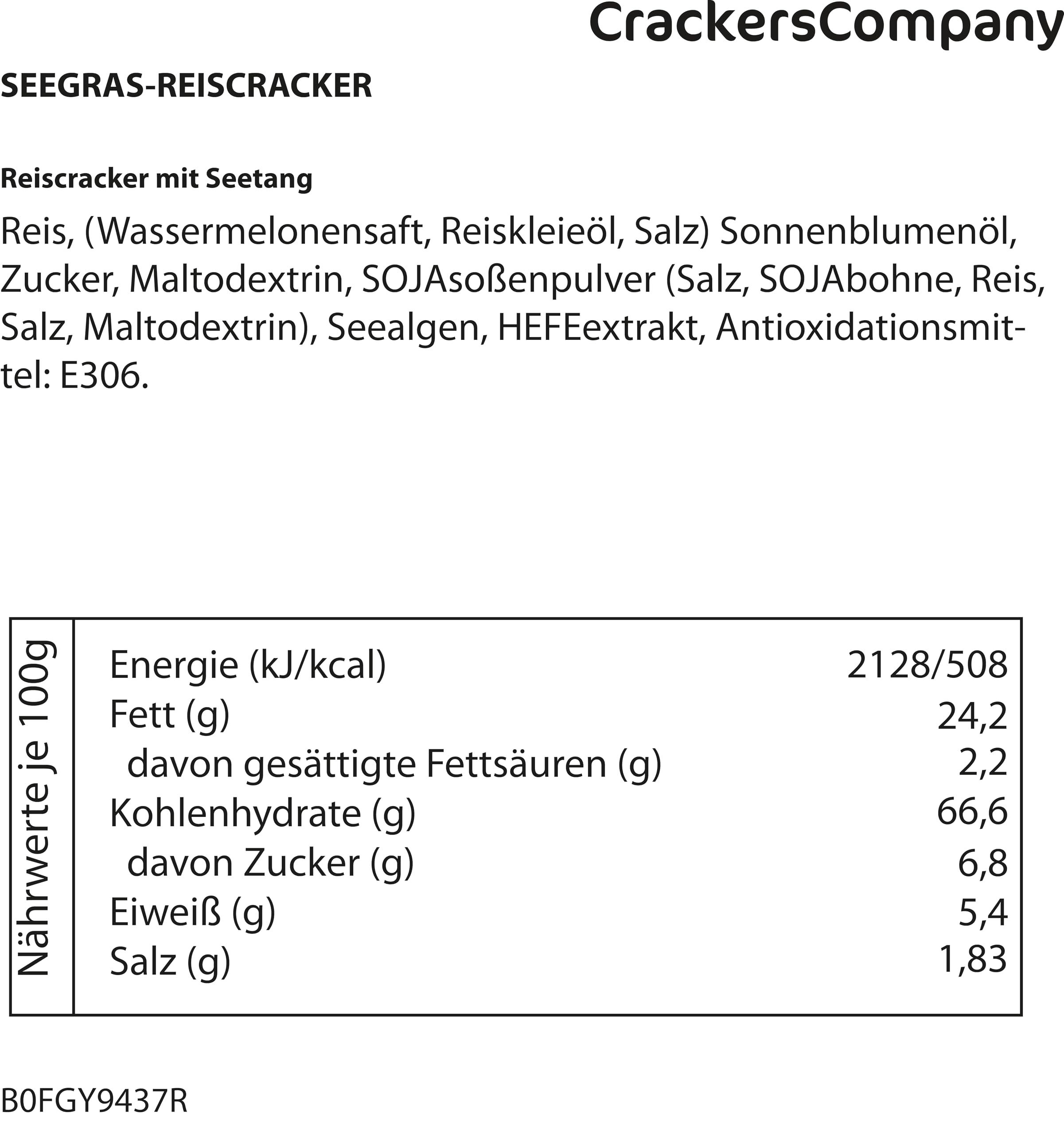 Seegras-Reiscracker 2000g – knusprig, aromatisch, würzig