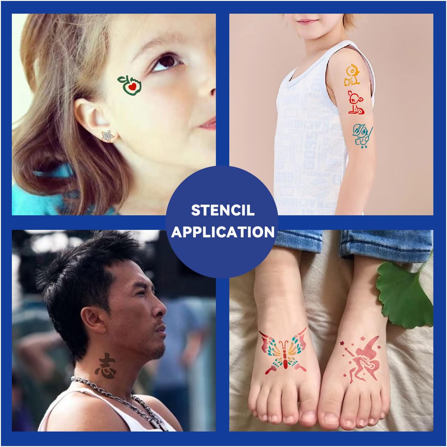 100pieces Reuseable Airbrush Temporary Tattoo Stencils Book Airbrush Tattos for Face, Body, Paint Art, Hobby