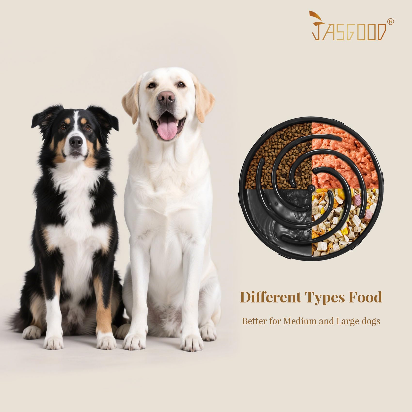 JASGOOD Slow Feeder Dogs Bowl for Large Medium Dogs,Anti-Gulping Pet Slower Food Feeding Bowls Stop Bloat,Preventing Choking - image 4