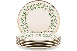 Lenox Holiday 835218 Salad Plate Set, Buy 3 Get 6, Red & Green