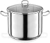 GSW 643450 Professional Jumbo Pot with Glass Lid - 28 x 19 cm - Approx. 12.0 Litres - Stainless Steel - Silver - 28 cm - 2 Units