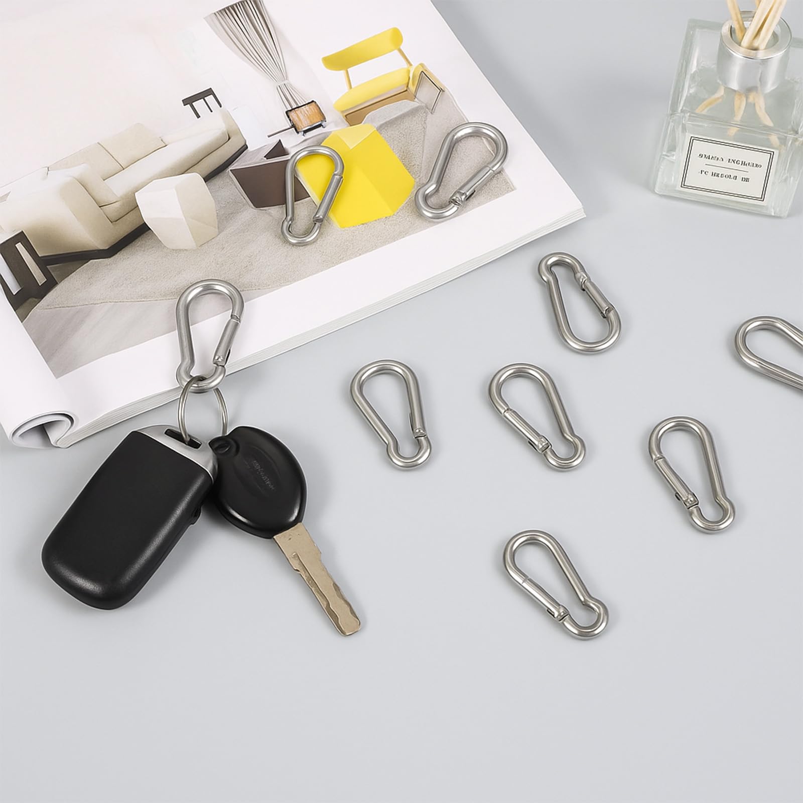 Paquete De 6 Mosquetones KZQ, De Acero Inoxidable 304 Con Resorte