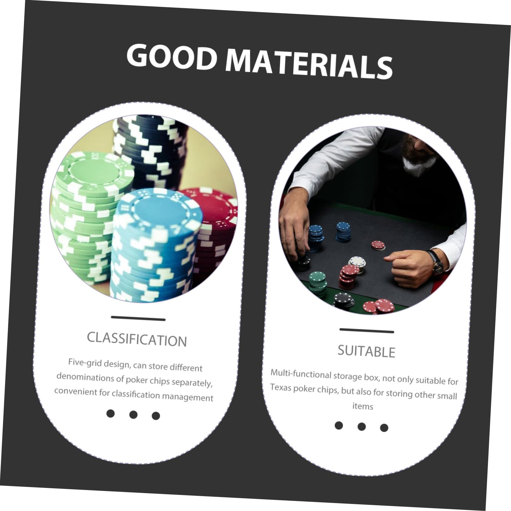 Vassoio Per Fiches Da Poker - Scatola Porta Fiches Da Poker A 5 Scomparti Custodia Per Fiches Da Poker E Design Elegante