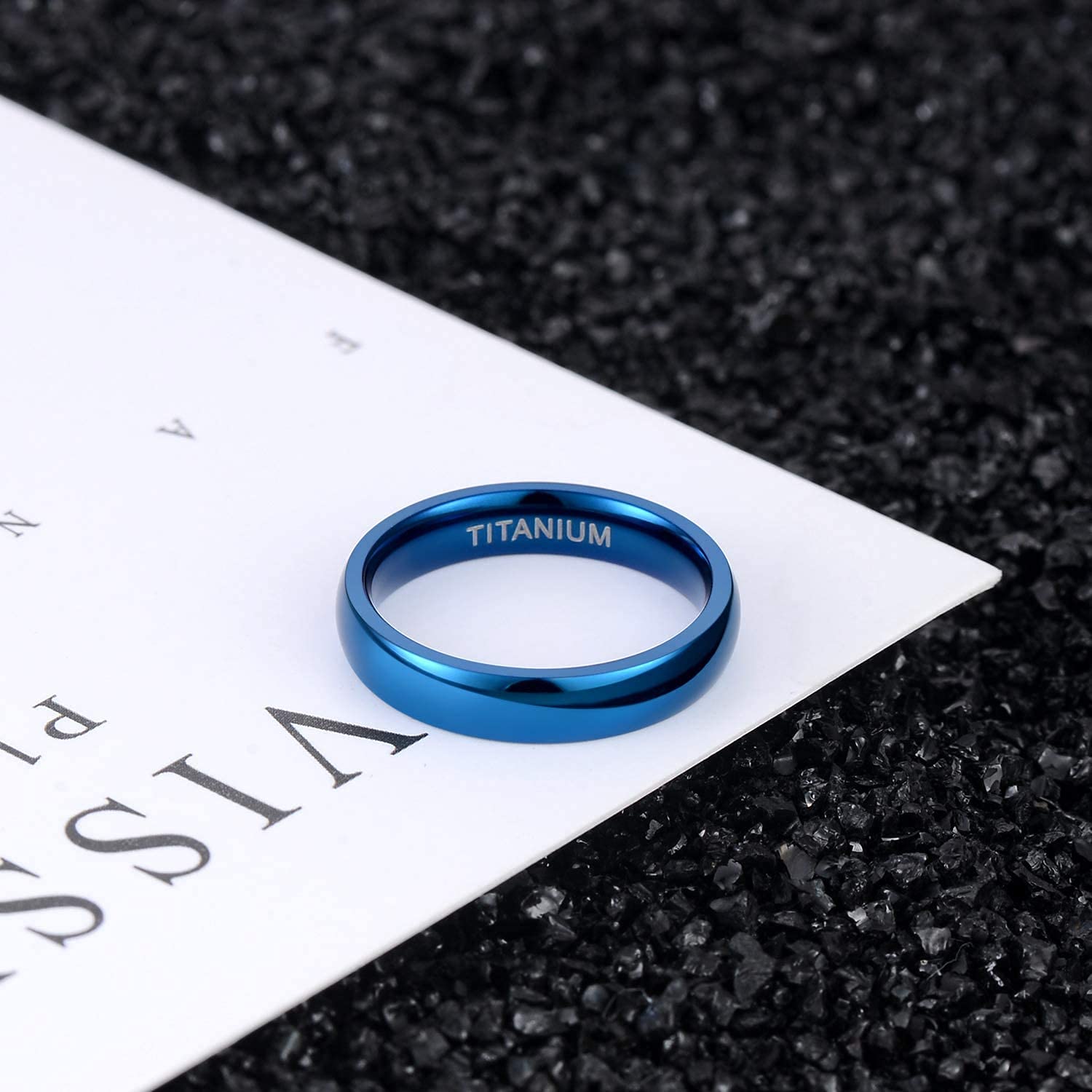 Zakk Anelli da uomo e donna in titanio blu sottile lucido anello di fidanzamento fedi nuziali 2mm 4mm