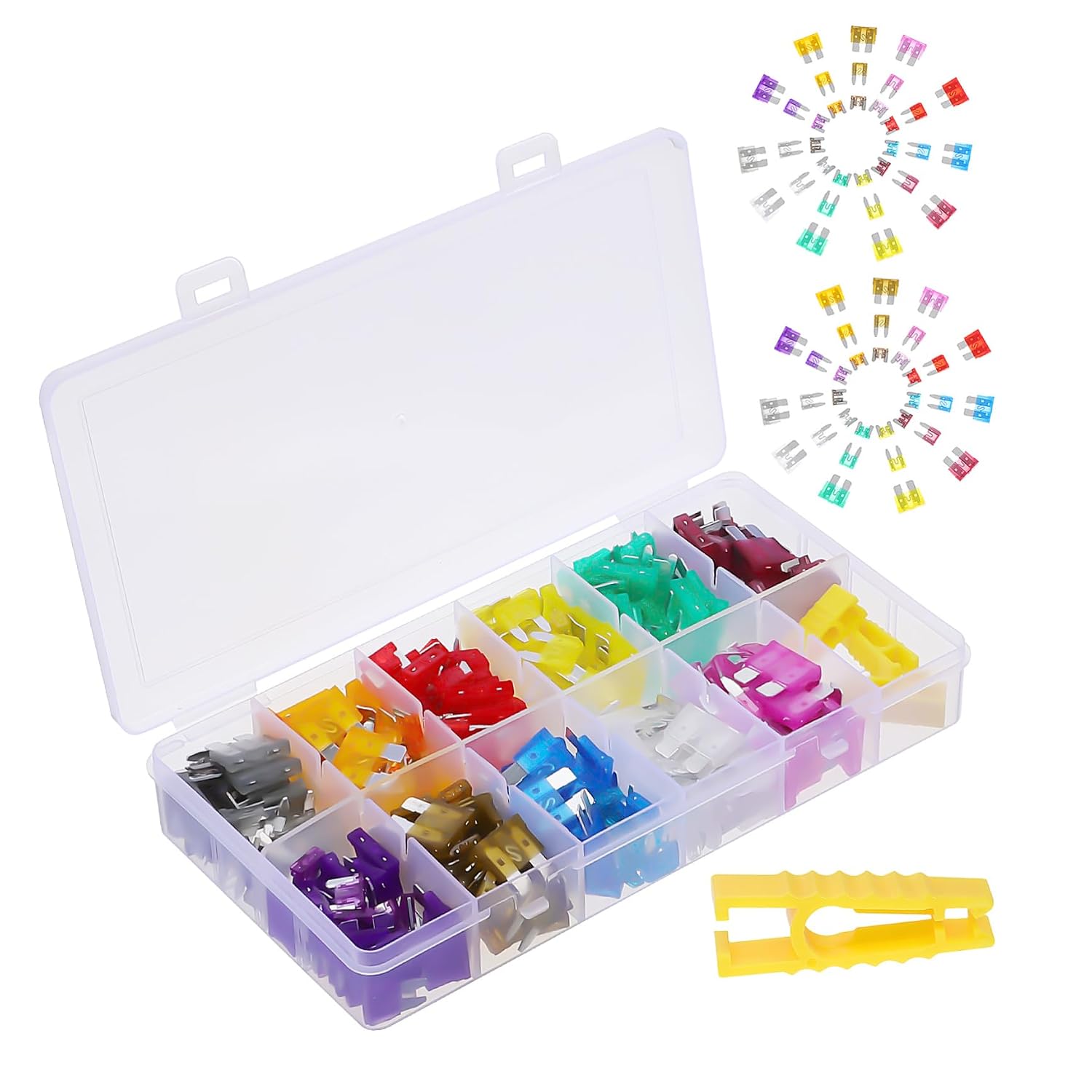 Kit de fusibles para automóvil Unomor, 330 piezas, variedad de tamaños, fácil instalación para auto, RV y camiones miniatura 1