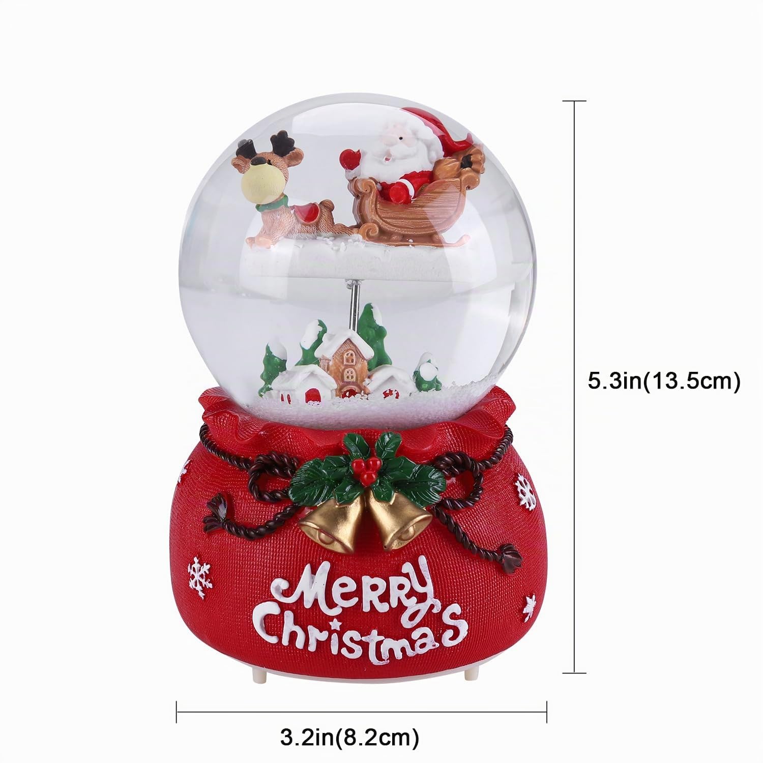 Bola de nieve musical de Navidad, caja de música con luz automática de nieve y luces coloridas de Papá Noel, ciervo, globo de nieve, adorno de escritorio de Navidad Año Nuevo, niñas, niños y adultos