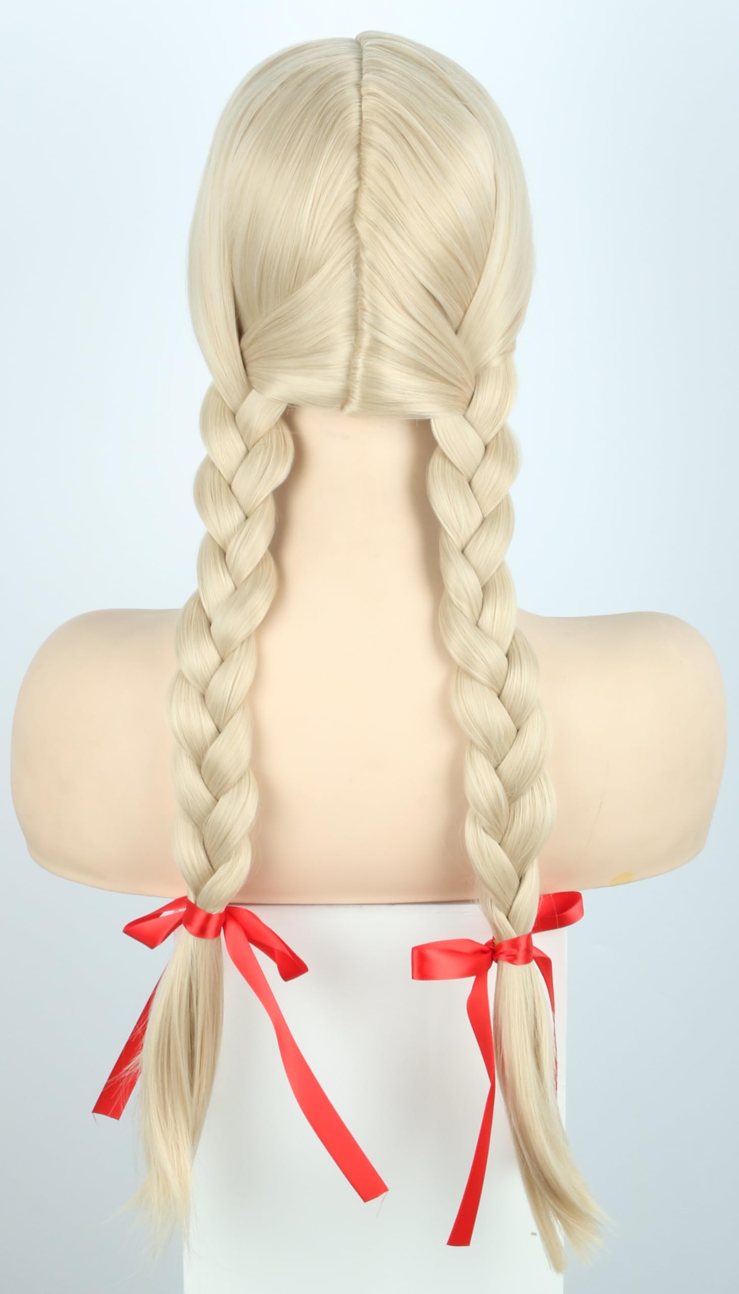 Topcosplay Blonde Braids Wig With Bangs Adult Beer Girl Wig Fancy Dress Halloween Costume (Blonde wig with bangs) - Image 4