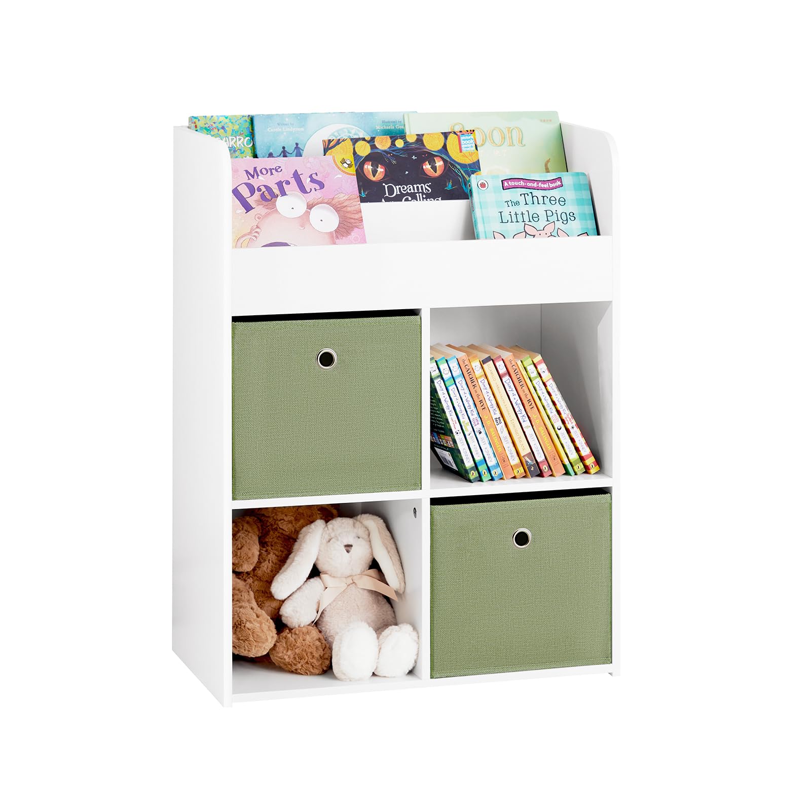 SoBuy Kinder Bücherregal mit 2 Stoffboxen 60x80x34 cm